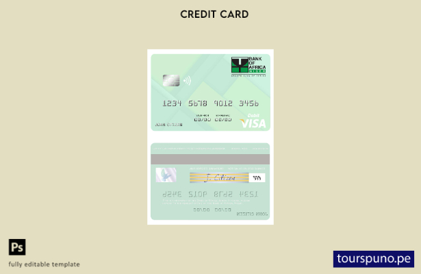 lista para imprimir plantilla de tarjeta de débito visa del Banco de África de N